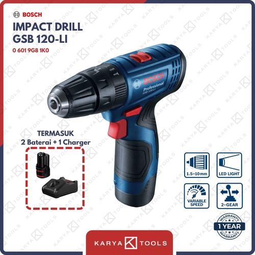 Promo Bosch GSB 120-Li Cordless Impact Drill Bor Tembok Baterai