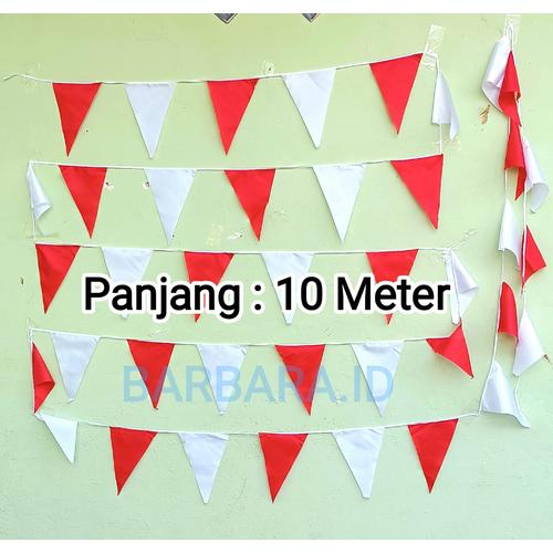 Jual 10 METER Bendera renteng segitiga merah putih dan 5 meter TERMURAH ...