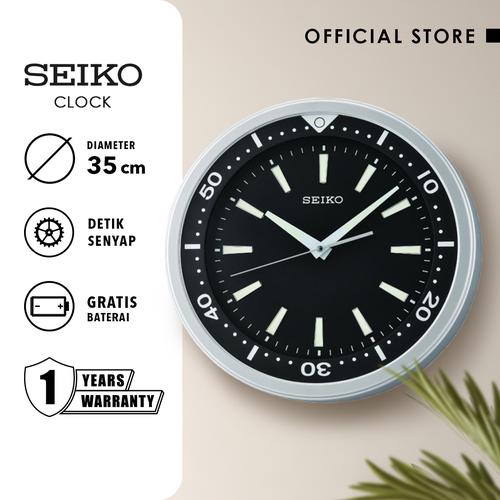 Promo Jam Dinding Bulat Seiko QXA723A Detik Senyap Sweep Black 35cm