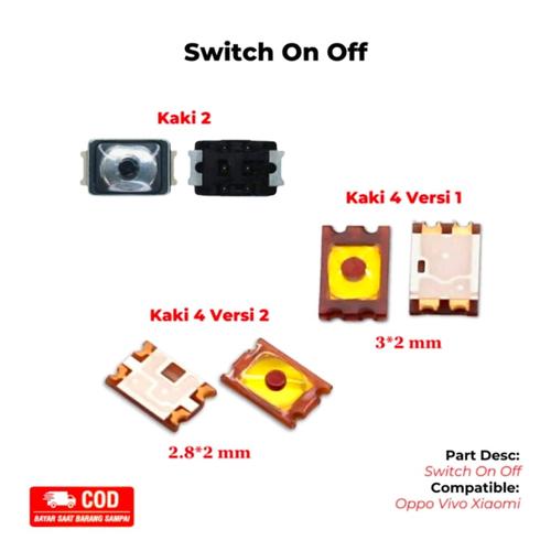 Jual Switch On Off Kaki 2 Kaki 4 / Switch Button Power volume - 2 Kaki ...
