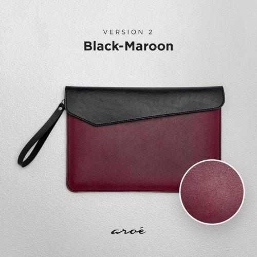 Jual Tas Laptop Sleeve PU Leather Macbook 13" inch Black/Maroon