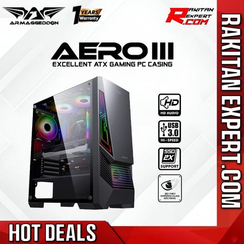Tokopedia Computer Case Promo Armaggeddon AERO III ATX Gaming PC Case with Tempered Glass Side ...