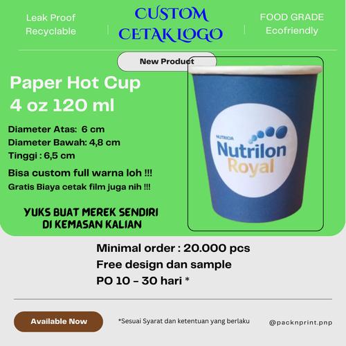 Jual CUSTOM PRINT Full Warna Paper Hot Cup Gelas Kertas 4 oz 120 ml Min ...