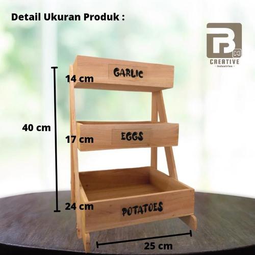 Tempat Rak Sticker Jual Rak Tempat Bawang / Rak Bumbu / Rak Telur 3 Susun - Jati, TANPA ...