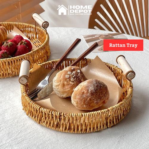 Jual Nampan Rotan Bulat Tatakan Buah Roti Fruit Bread Tray Basket With ...