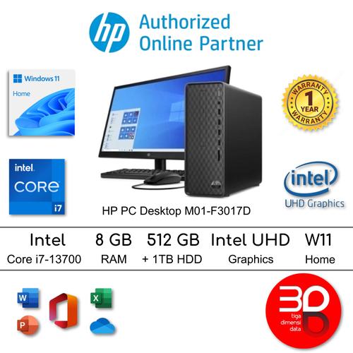 Promo HP PC Desktop M01F3017D i713700 8GB 512GB SSD + 1TB HDD Intel