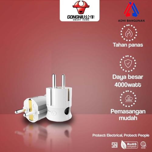 Jual Gongniu Colokan Steker Putih Colokan Listrik Power Socket Plug in ...