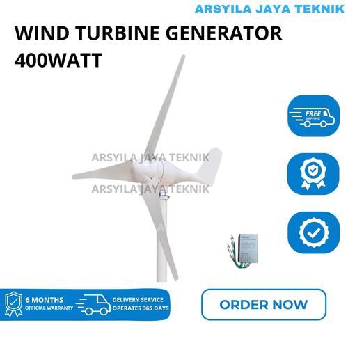 Jual Wind turbine generator 400W 24V 3 blades with Controller complete ...