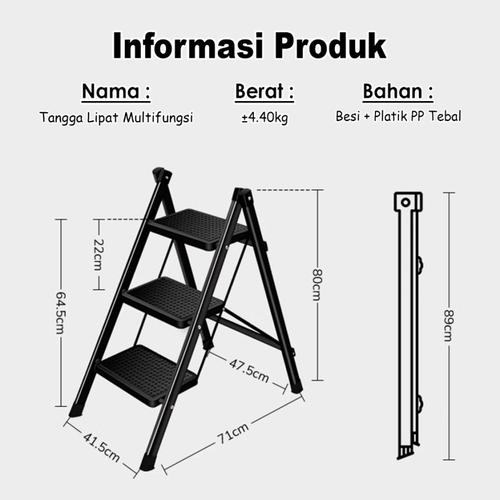 Jual TANGGA LIPAT 3step PENGAMAN GANDA kokoh kuat Tangga toko model
