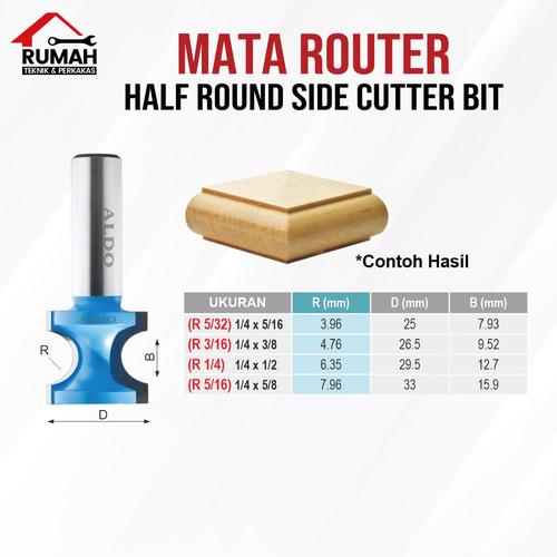 Half Round Router Cutters Jual MATA ROUTER HALF ROUND SIDE CUTTER BIT / Mata profil trimer kayu 1 ...