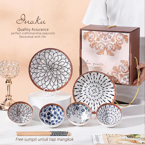 Promo INOKU Hampers Japanese Bowl Set Piring Mangkok Keramik Mangkuk ...