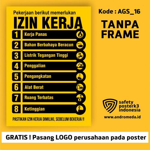 Jual Safety Poster Slogan K3 Pastikan Memiliki Izin Kerja Sebelum ...