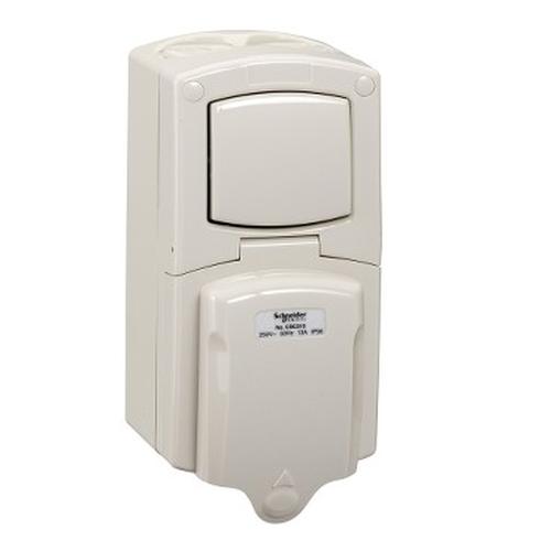 Jual stop kontak outdoor ada switch on off Schneider CSC 313 13A Single ...
