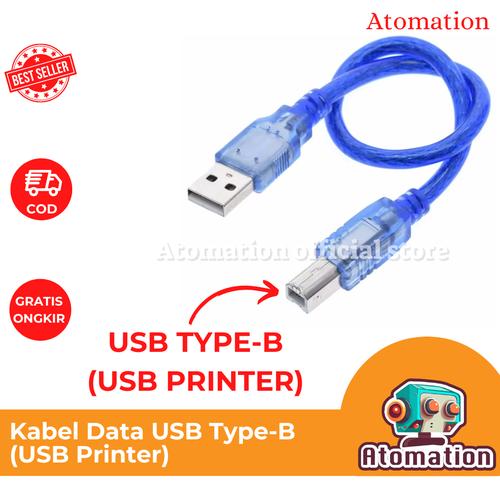 Jual Kabel Data Charging USB Printer atau USB Type-B 30cm Biru Blue ...