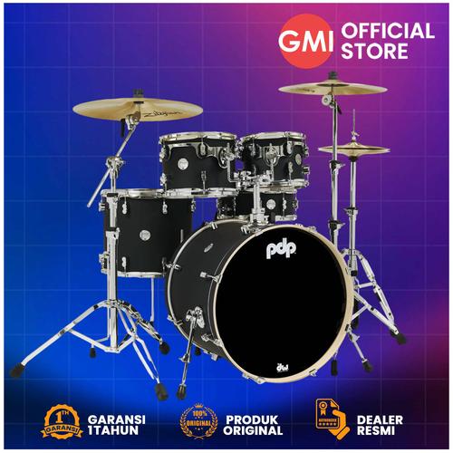 Jual PDP PDCM2215BK Concept Maple Satin Black Covering 5 Piece Drum kit ...