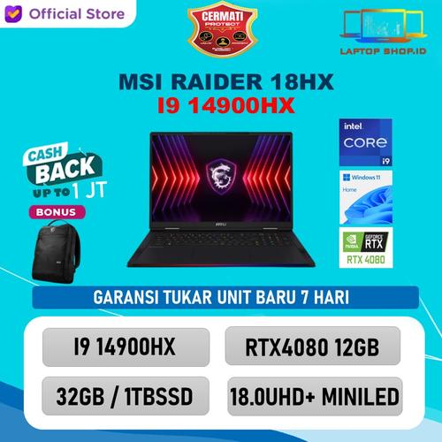 Promo MSI RAIDER 18HX I9 14900HX RTX4080 12GB/ 32GB 2TB W11+OHS 18.0UHD ...
