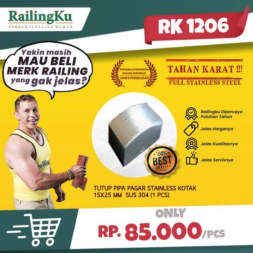 Jual Railing Tutup Pipa Pagar Kotak 15x25 mm Stainless SUS 304 RK 1206 ...