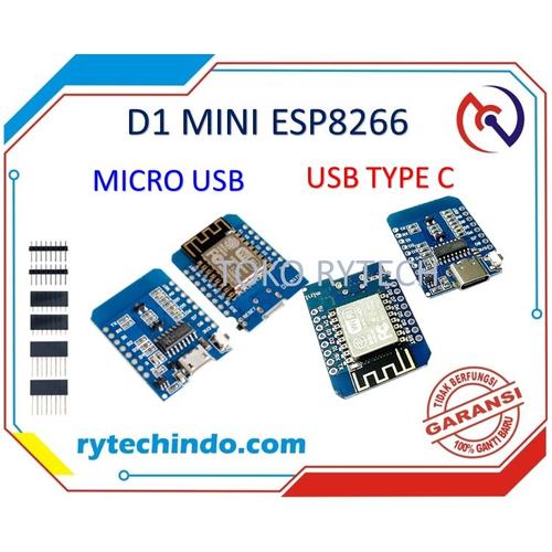 Jual WEMOS D1 MINI USB TYPE C NODEMCU ESP8266 ESP-12 E WIFI - Kota ...
