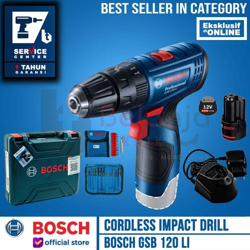 Promo Mesin Bor Baterai Bosch GSB 120 LI Cordless Impact Drill 12V