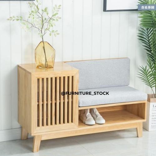 Jual Bangku Rak Sepatu Kayu Jati Natural (Tiberius Aesthetic Shoe Rack ...
