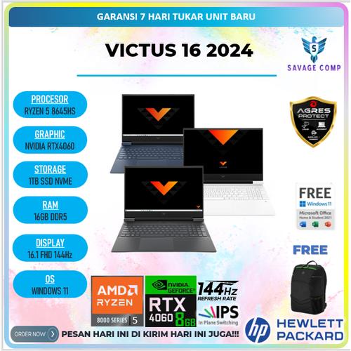 Jual LAPTOP HP VICTUS 16 RTX4060 RYZEN 5 8645HS 16GB 1TB 16.1 FHD 144HZ ...