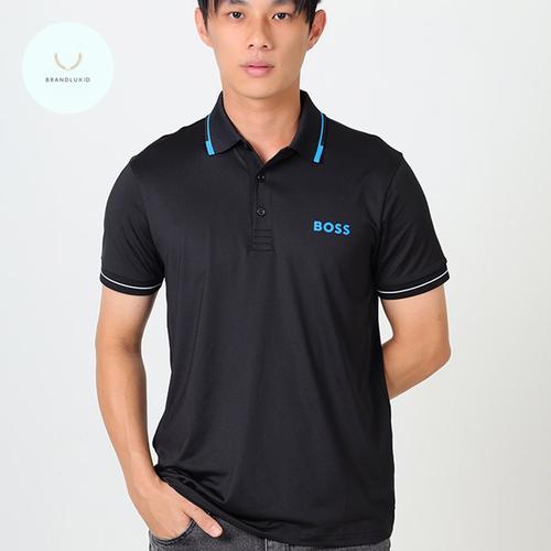 Promo Hugo Boss Men Slim-Fit Polo Shirt in Black/Blue Polyester
