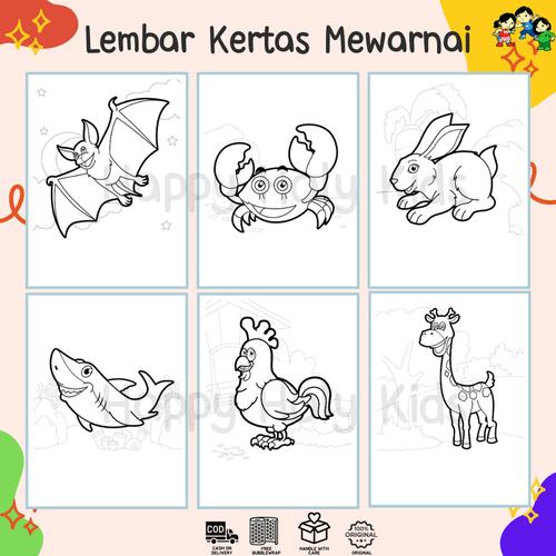 Jual Kertas Gambar Mewarnai Hewan Lucu-Lembar Aktivitas Mewarnai A4 ...