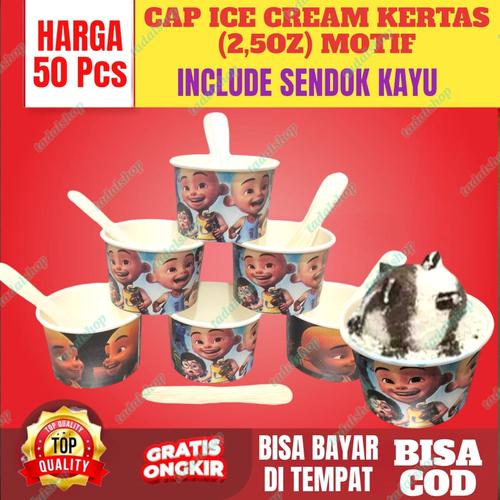 Jual paper cup ice cream 2,5oz free sendok kayu cup jelly gelas es krim ...