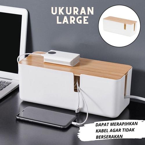 Jual cable rack Natural Wood Cable Storage Box Kotak Organizer Kabel