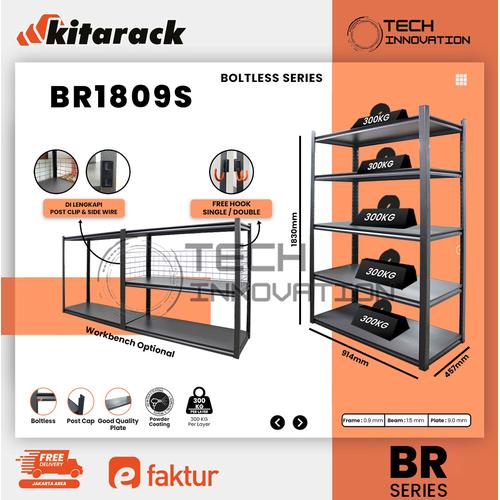 Jual BR1809S Kitarack Boltless Rack 300KG / Layer Rak Gudang 5 Susun ...