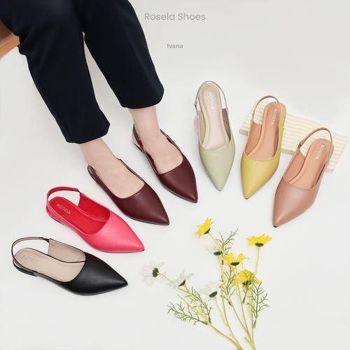 Jual ROSELA Ivona Mules Heels Sepatu Wanita CM Maroon, 41