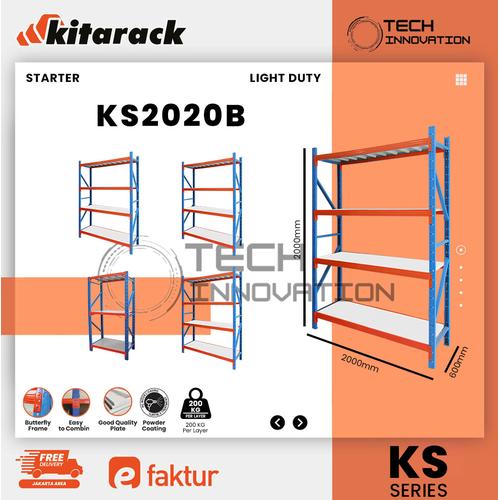 Promo KITARACK Starter Rack Rak Gudang Besi 3 Warna 200 x 60 x 200cm ...