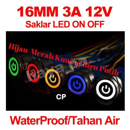 Jual Saklar On Off LED logo power merk CP Stainless Push Button Switch ...