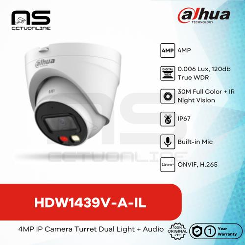 Jual IP Camera 4MP Dahua DH-IPC-HDW1439V-A-IL Full Color Audio