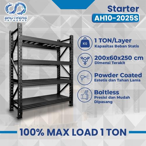 Promo RAK GUDANG BESI 4 SUSUN AH10 1 TON AYORACK - RAK TINGGI 2.5 METER ...