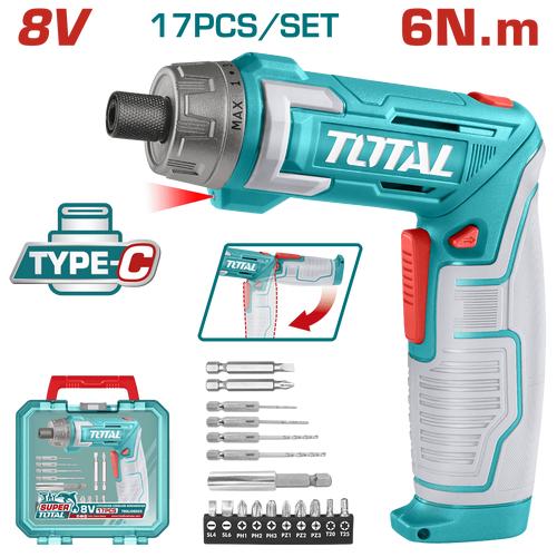 Jual TOTAL Cordless screwdriver TSDLI08025 - Obeng baterai 8V - Jakarta ...