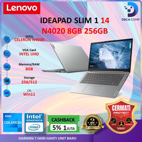 Promo LAPTOP LENOVO IDEAPAD SLIM 1 14 N4020 8GB 256SSD W11+OHS 14
