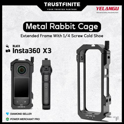 Promo Dual Cold Shoe Aluminum Frame Case Insta360 X3 / Metal Rabbit ...