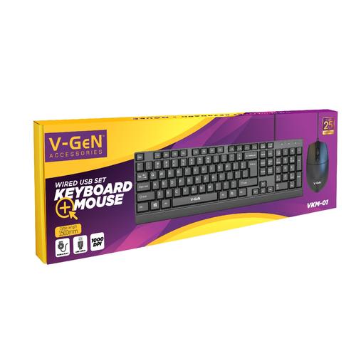Jual Keyboard Mouse V-GeN VKM-01 Combo USB CABLE 1.5M PLUG & PLAY 1000 ...