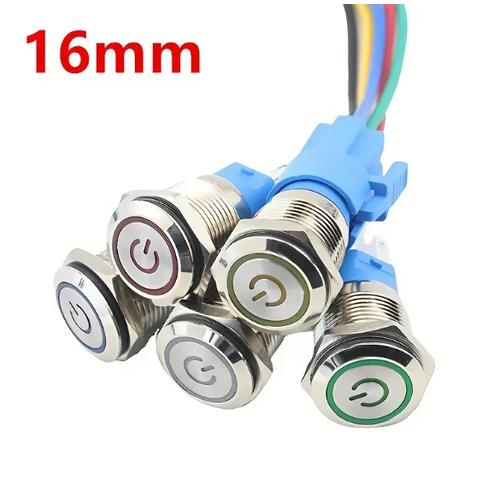 Jual Saklar On Off LED Stainless Metal Push Button Switch Power 16mm ...