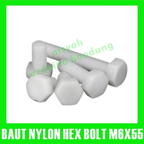 Promo Baut Nilon Hex M6 X 55 White Nylon Bolt Hex 6mm Putih Screw promo-baut-nilon-hex-m6-x-55-white-nylon-bolt-hex-6mm-putih-screw