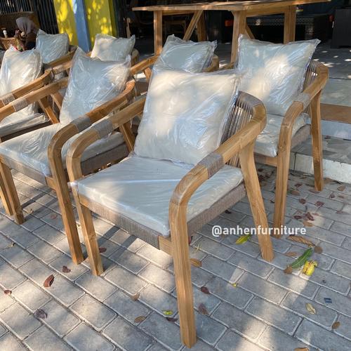 Jual Kursi Cafe Jati Anyaman Tali Rope / Kursi Makan Jati Anyaman Rope ...