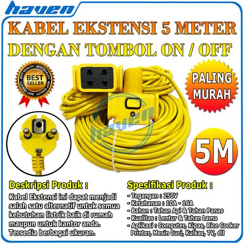 Jual Kabel Extension 5 Meter Dengan Tombol Switch On Off / Kabel ...