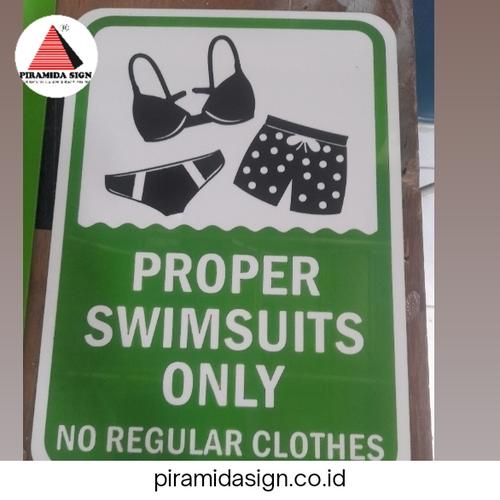 Jual Sign Proper Swimsuit Only Pool Rule Peraturan Kolam Renang