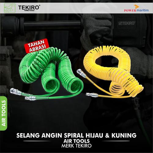 Jual Selang Angin Spiral Hijau dan Kuning Merk Tekiro Recoil Hose With ...