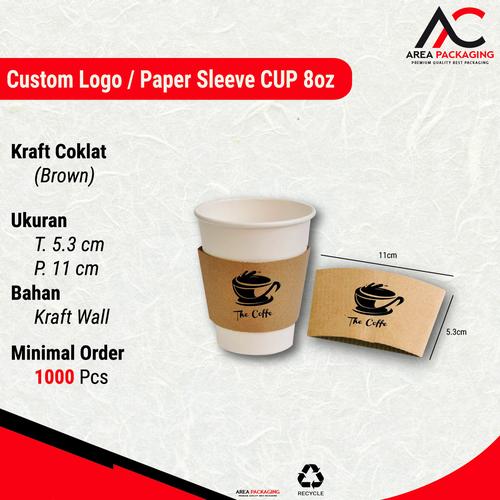 Jual SLEEVE PAPER CUP 8-12 OZ + CETAK LOGO - SLEEVE PAPER CUP KRAFT 1 ...