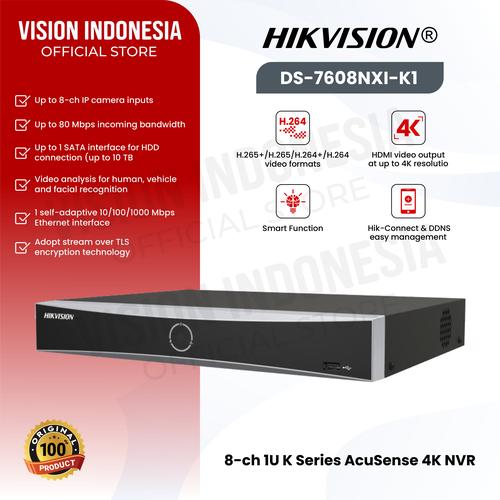 Jual HIKVISION DS-7608NXI-K1 NVR 8Channel AcuSense 4K Face