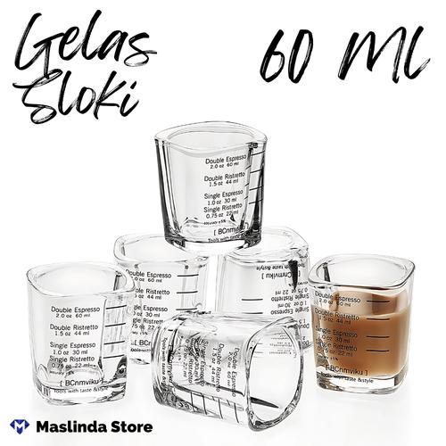 Jual Gelas Sloki Espresso Shot Cup Mug Gelas Takar Kaca 60 ml Bentuk ...