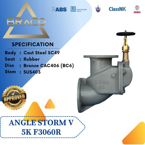 Jual CAST STEEL ANGLE STORM VALVE F3060R JIS 5K 125 size 5 inch