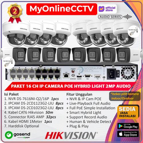 Promo Paket NVR IP Camera Hikvision 16 CH DS-7616NI-E1 Onvif